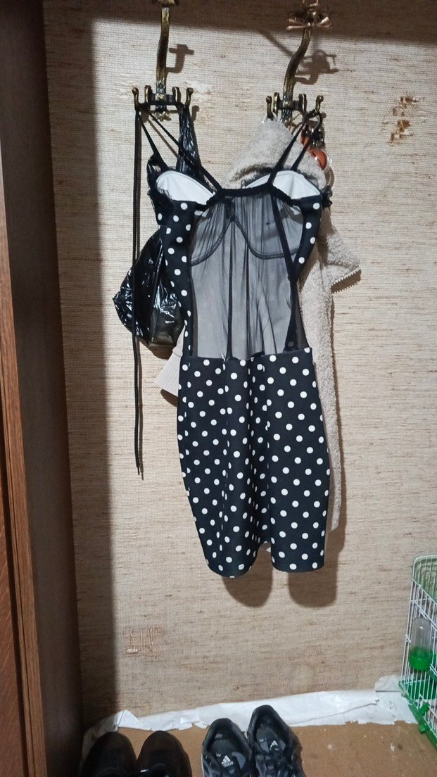 Puantiye Desenli Siyah Mini Elbise - Görsel 3