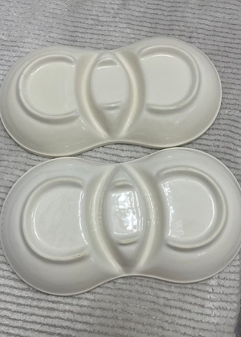 Çiçek Desenli Bölmeli Beyaz Tabak Seti - Görsel 3