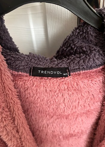 Pembe Gri Polar Bornoz Trendyolmilla - Görsel 4