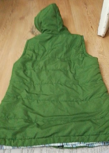 Kız Çocuk Kapüşonlu Yeşil Şişme Yelek - Görsel 3