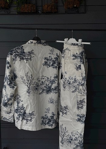 Uzun Kollu Baskılı Erkek keten Takımı - Görsel 2