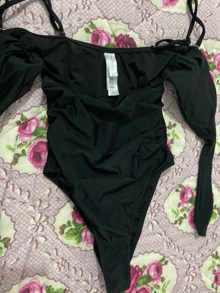 Siyah Bağcıklı Midi Kadın Mayo - Görsel 3