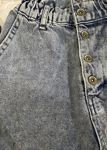 Düğmeli Mavi Midi Kot Şort - Görsel 3