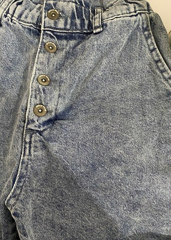 Düğmeli Mavi Midi Kot Şort - Görsel 6