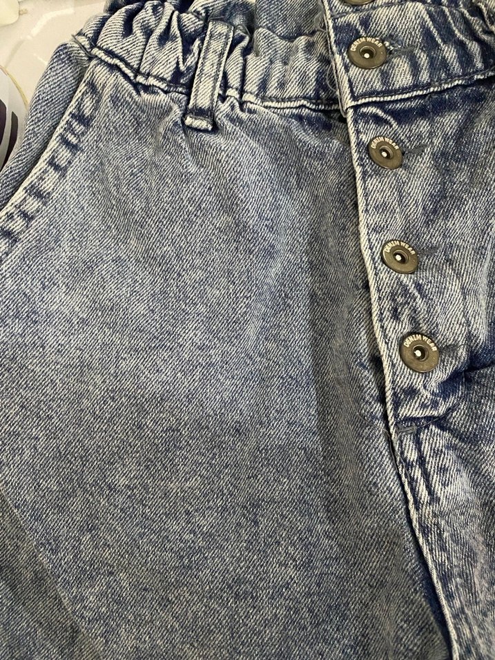 Düğmeli Mavi Midi Kot Şort - Görsel 3