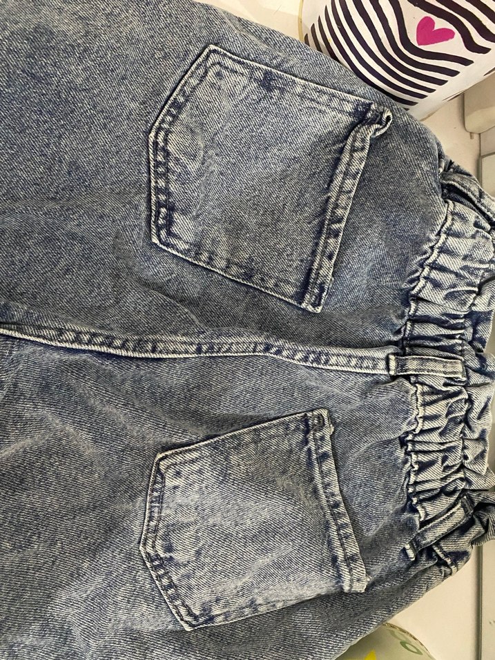 Düğmeli Mavi Midi Kot Şort - Görsel 5