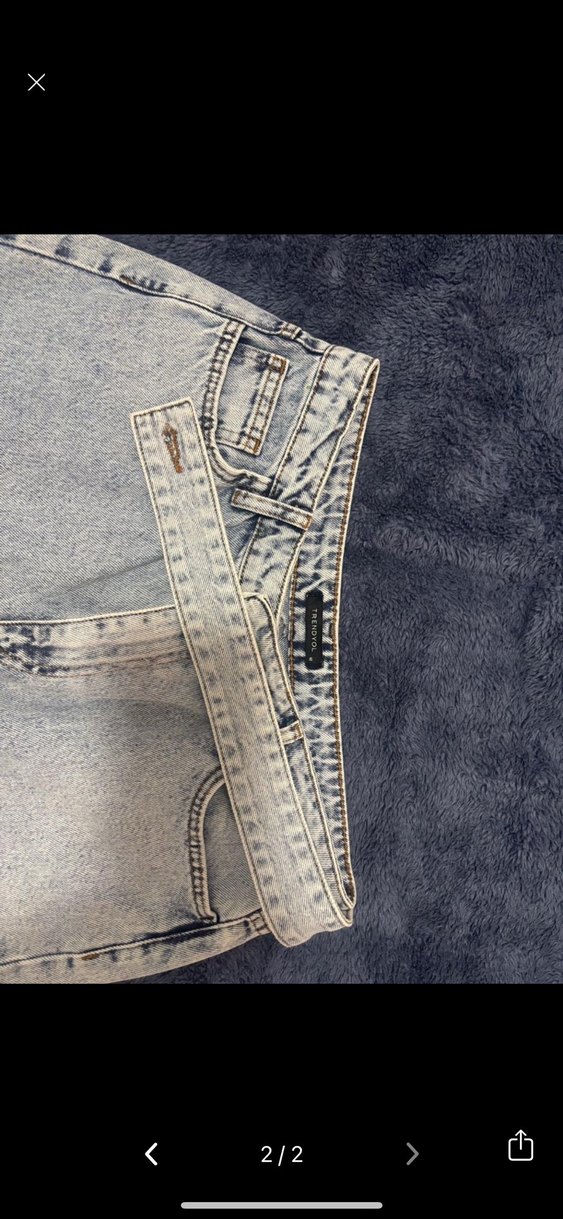 Gri Batik Desenli Kemerli Midi Jean - Görsel 2