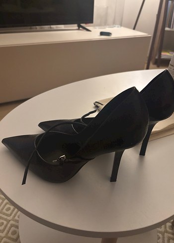 Bordo Deri Yılan Desenli Tokalı Stiletto - Görsel 2