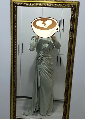 42 beden mint yeşili şalıyla birlikte şık abiye - Görsel 4