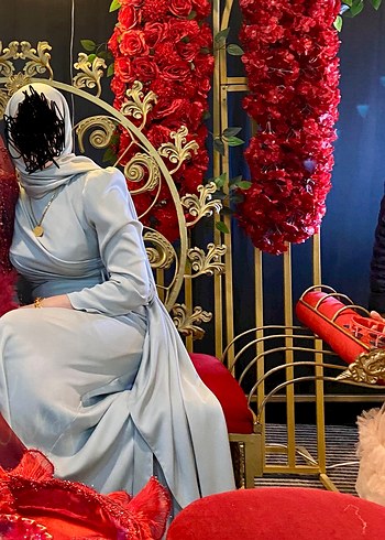 42 beden mint yeşili şalıyla birlikte şık abiye - Görsel 5