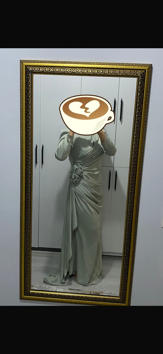 42 beden mint yeşili şalıyla birlikte şık abiye - Görsel 4