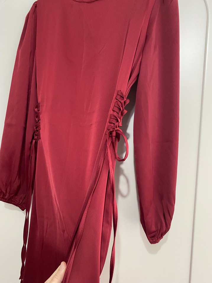 Bordo 42 beden şık abiye - Görsel 2