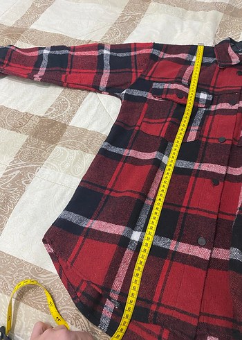 Kırmızı Ekose Düğmeli Kadın Gömlek - Görsel 4