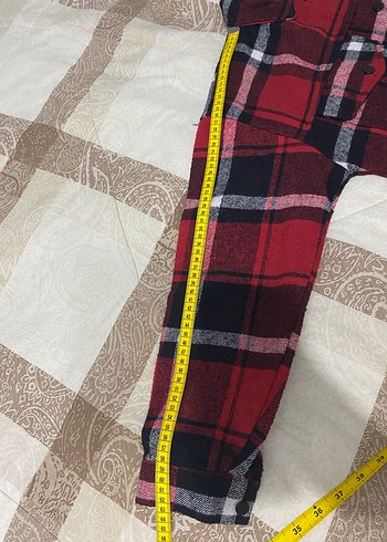 Kırmızı Ekose Düğmeli Kadın Gömlek - Görsel 3