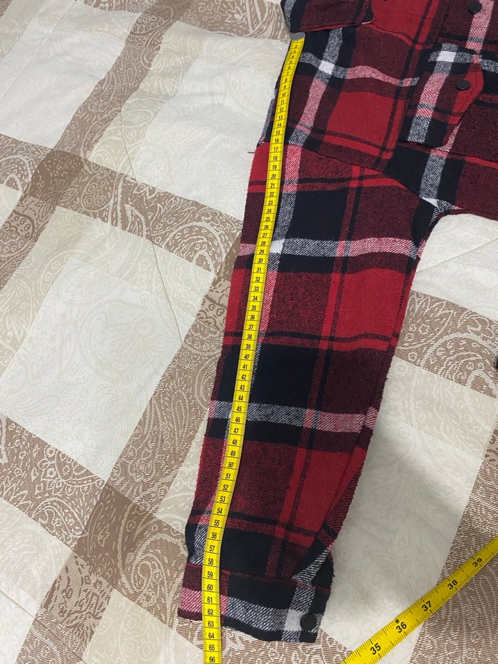 Kırmızı Ekose Düğmeli Kadın Gömlek - Görsel 3