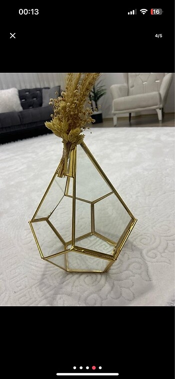 Büyük prizma cam vazo - Görsel 4