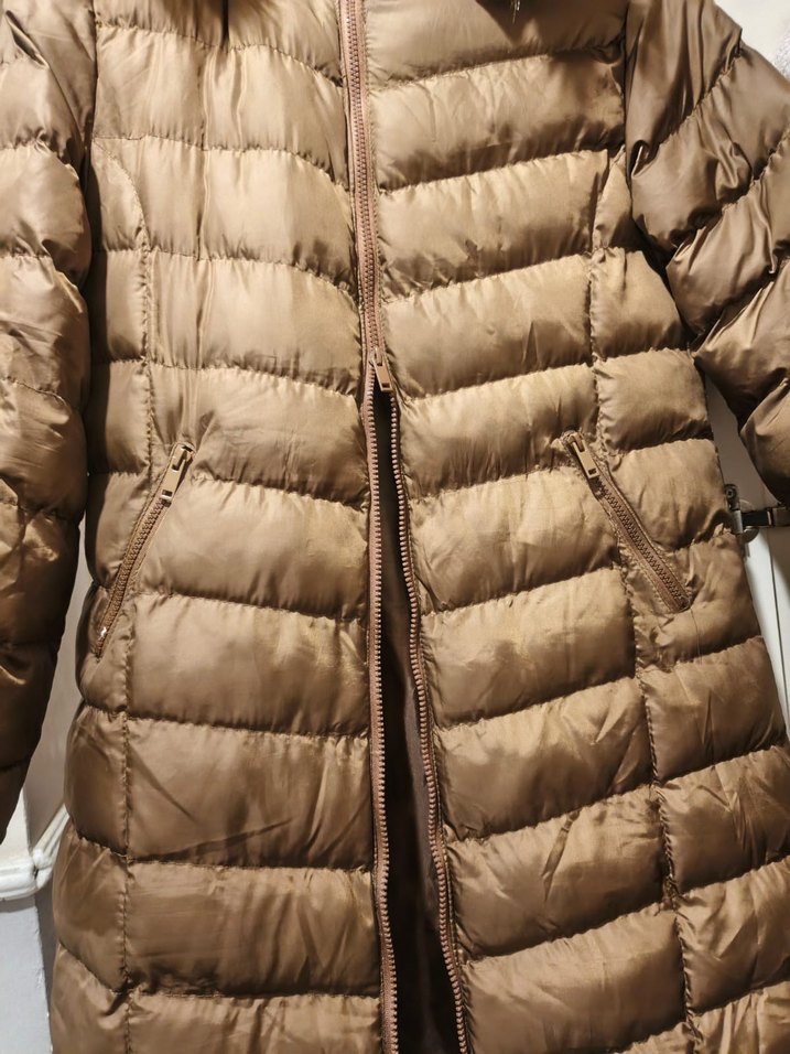 Kürk Detaylı Bej Midi Kadın Kışlık Mont - Görsel 2