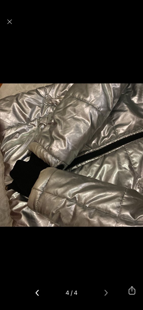 Gri Parlak Metalik Kadın Kışlık Ceket - Görsel 4