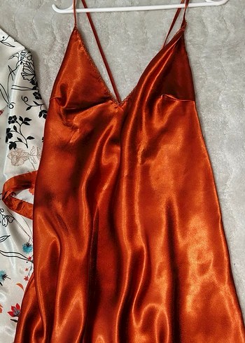 Nakışlı Bohem Kadın Mini Saten Pijama Takımı - Görsel 3