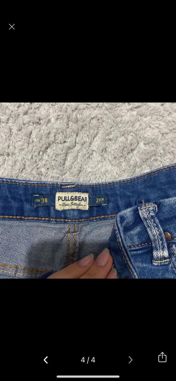 Düğmeli Bağlamalı Desenli Kadın Kot Şort - Görsel 4