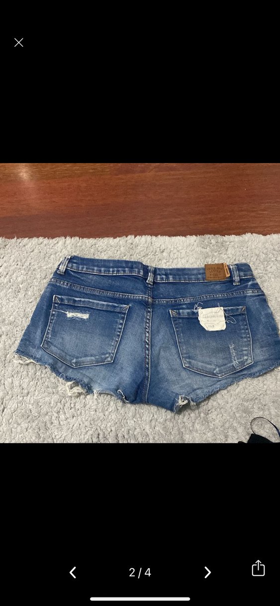 Düğmeli Bağlamalı Desenli Kadın Kot Şort - Görsel 2