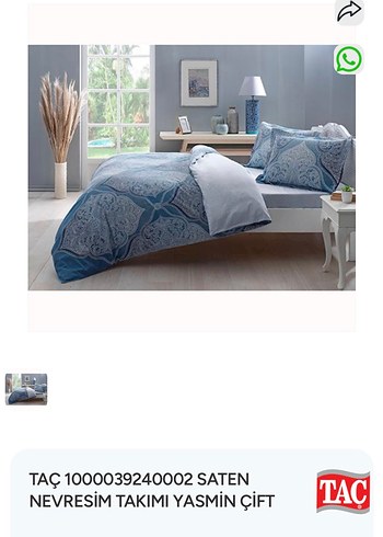 Taç çift kişilik Nevresim Takımı pamuk saten - Görsel 7