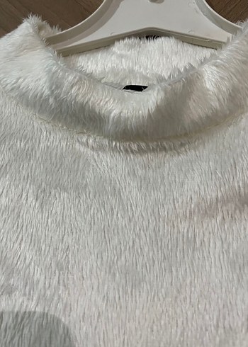 Beyaz Uzun Kollu Bohem Triko Elbise - Görsel 3