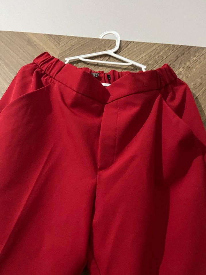 Parlak Kırmızı Midi Kumaş Kadın Pantolon - Görsel 4
