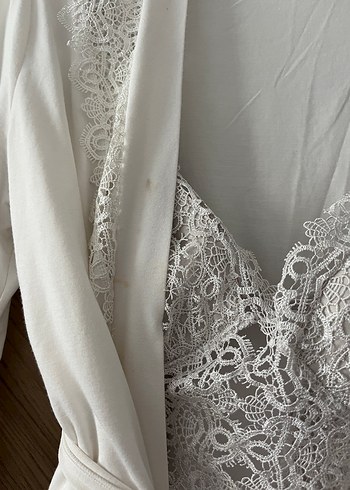 İnce Askılı Beyaz Mini Dantel Gecelik - Görsel 5