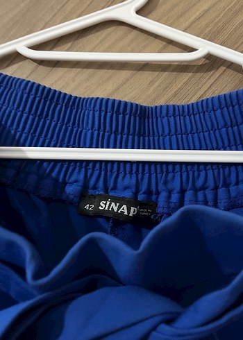 Kadın Mavi Kemerli Kumaş Pantolon - Görsel 2