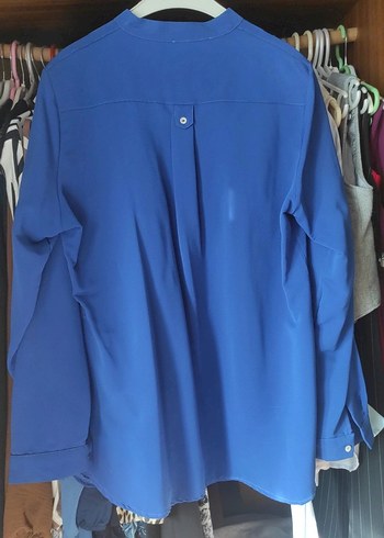 Mavi, Düğmeli, Uzun Kollu Kadın Gömlek - Görsel 2