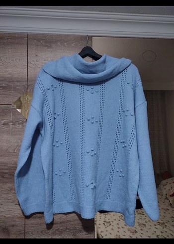 Bebe mavisi bohem boğazlı kazak - Görsel 2