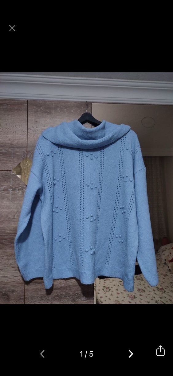 Bebe mavisi bohem boğazlı kazak - Görsel 2