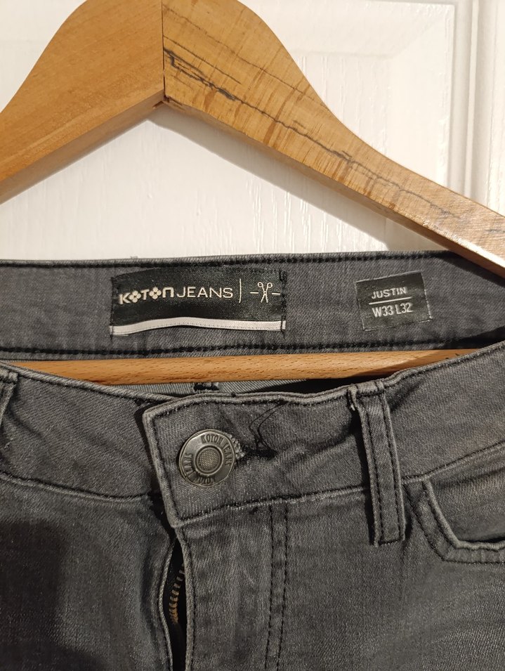 Gri Bol Kesim Erkek Kot Pantolon - Görsel 3