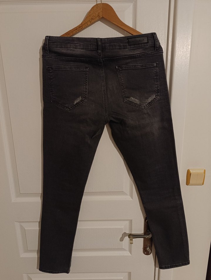 Gri Bol Kesim Erkek Kot Pantolon - Görsel 2