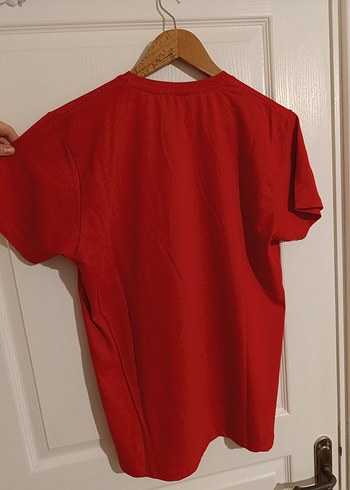 Erkek Kırmızı Baskılı Oversize Tişört - Görsel 3