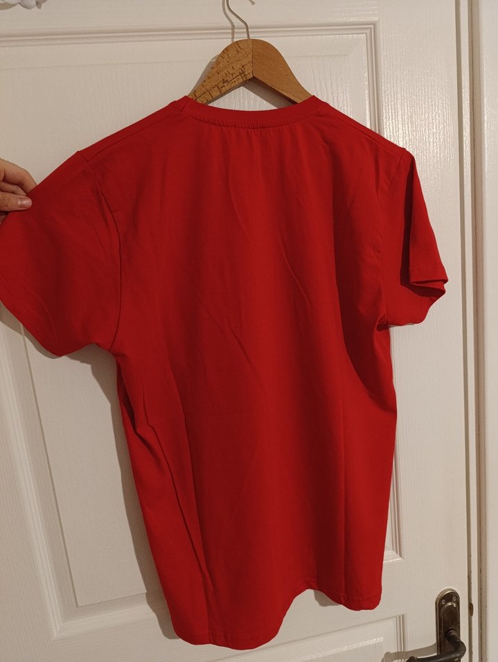 Erkek Kırmızı Baskılı Oversize Tişört - Görsel 3