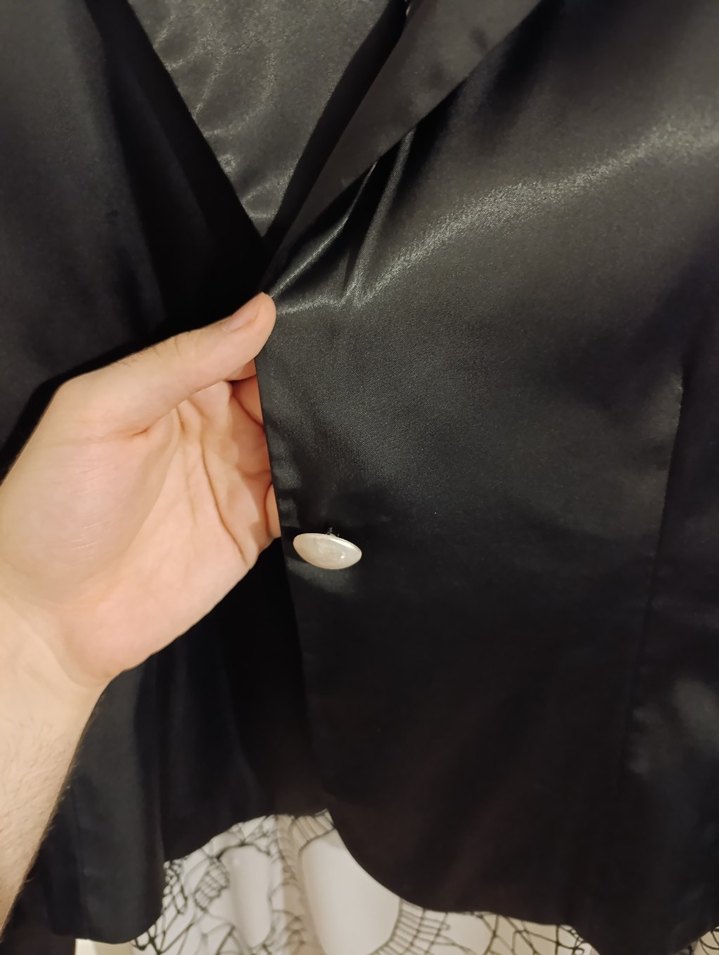 Siyah Desenli Uzun Kadın Takım Elbise - Görsel 2