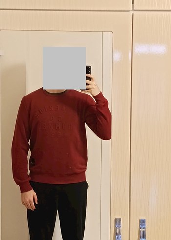 Bordo Erkek Uzun Kollu Sweatshirt - Görsel 4