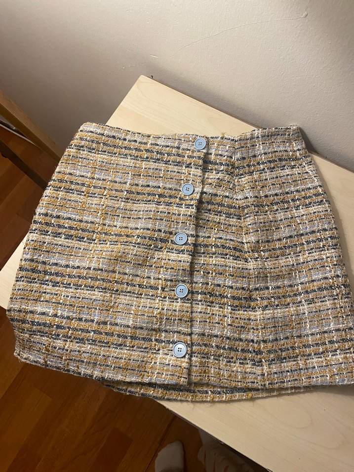 Düğmeli Kahverengi Mini Etek - Görsel 3