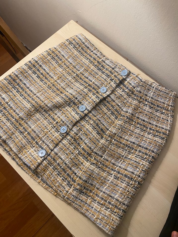 Düğmeli Kahverengi Mini Etek - Görsel 4