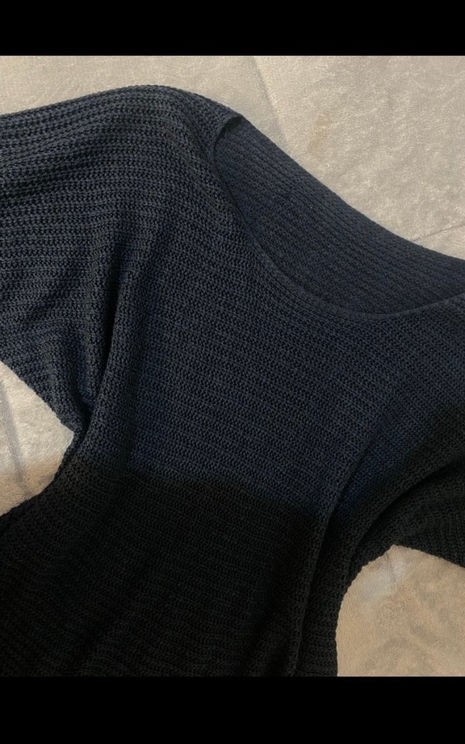 Kadın Mavi Denim Transparan Uzun Kollu Kazak - Görsel 5