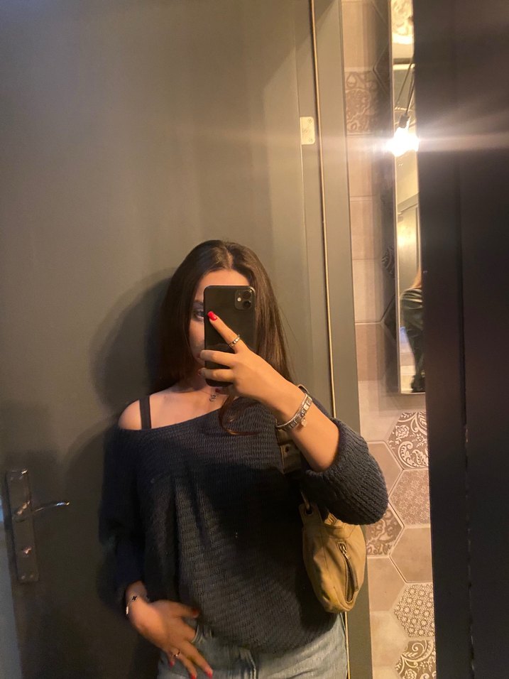 Kadın Mavi Denim Transparan Uzun Kollu Kazak - Görsel 3