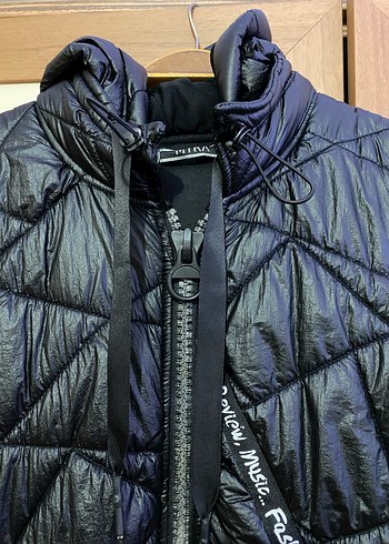 Uzun Siyah Kadın Fermuarlı Tunik Yelek - Görsel 4