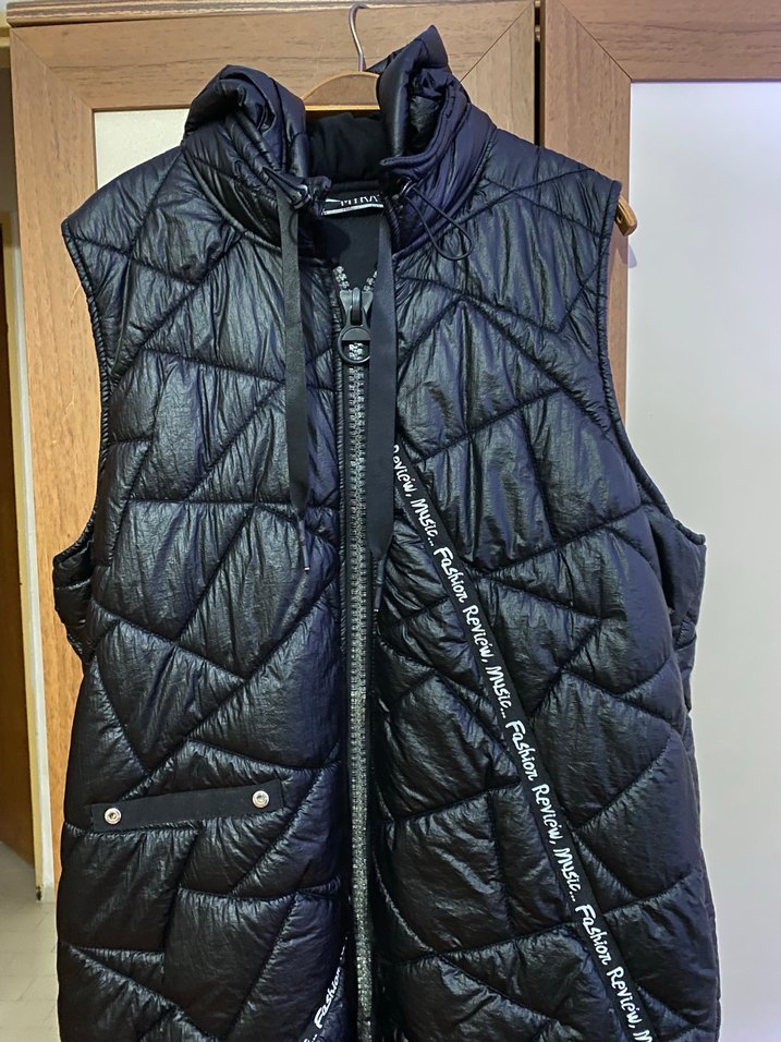 Uzun Siyah Kadın Fermuarlı Tunik Yelek - Görsel 2