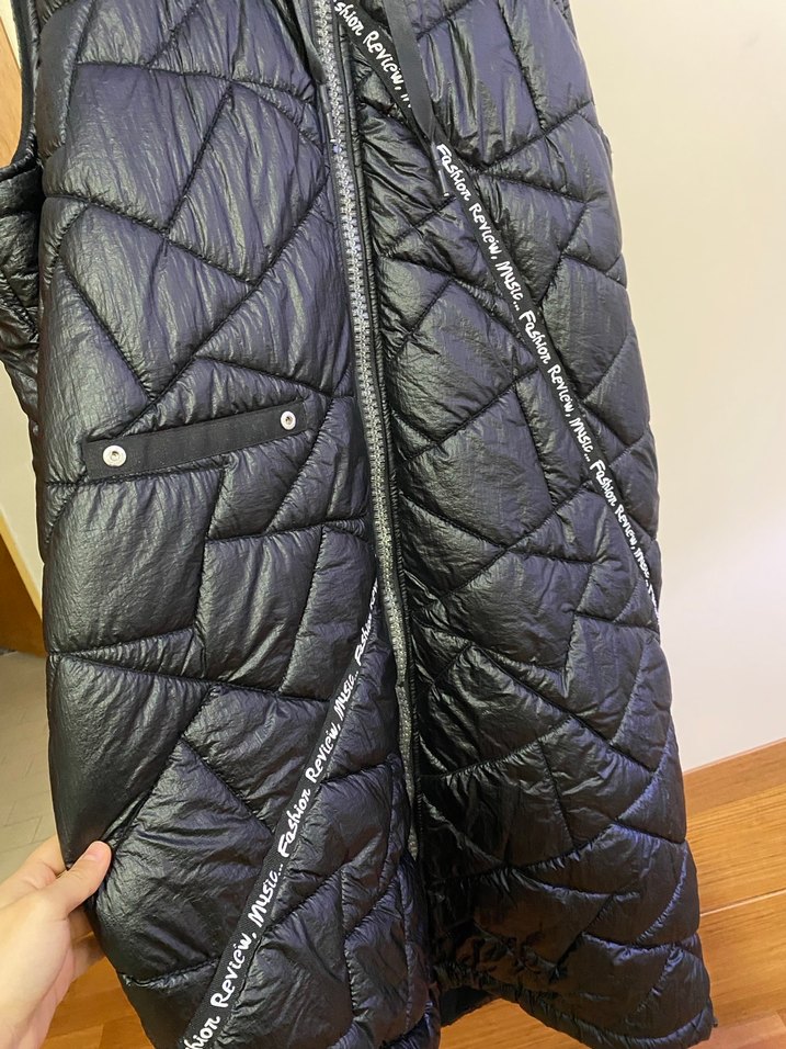 Uzun Siyah Kadın Fermuarlı Tunik Yelek - Görsel 5