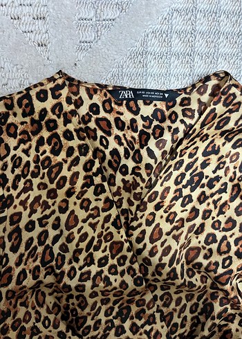 Leopar Desenli Uzun Kollu Kadın Elbise Zara orjinal - Görsel 2