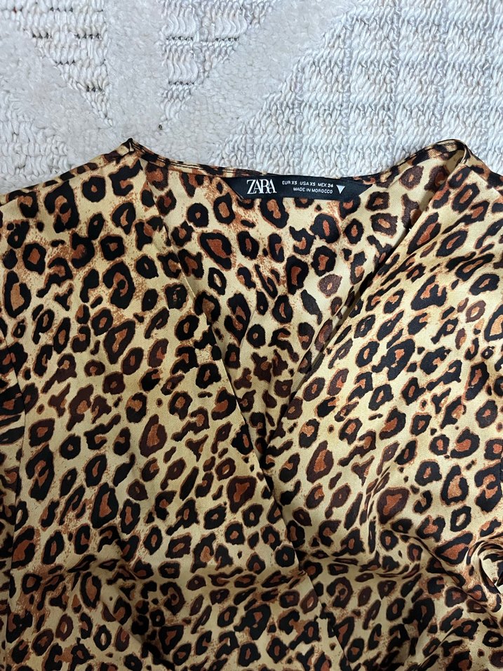 Leopar Desenli Uzun Kollu Kadın Elbise Zara orjinal - Görsel 2