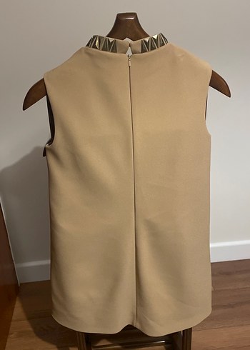 Ipekyol Bej rengi  yarım Yüksek Yakalı Kolsuz Elbise - Görsel 4