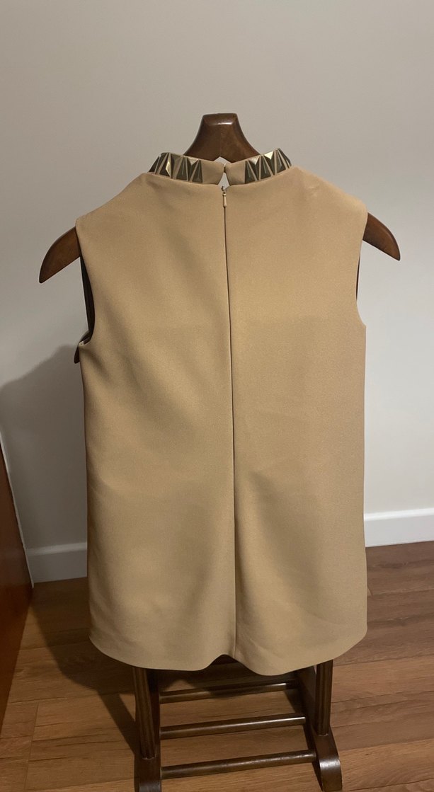 Ipekyol Bej rengi  yarım Yüksek Yakalı Kolsuz Elbise - Görsel 4